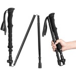 Collapsible Walking Stick for Travel, Adjustable Lightweight Trekking Trail Hiking Pole Fit for Women Men\'s Height 4.9-6.3(ft),Best Gift for Hikers Backpackers & Campers, Dark Black