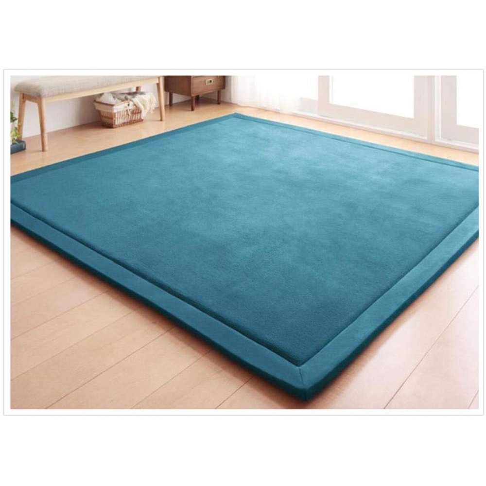 Loartee Nursery Rug Coral Velvet Crawling Rugs Mat Area Rugs Play Crawling Mat(6\'8x7\'9, Blue) for Toddler Children Play Mat Yoga Mat Exercise Pads Carpet