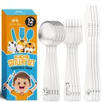 Kids Utensils Silverware Set -12-Piece Toddler Silverware Includes 4 Forks 4 Spoons and 4 Kid-Friendly Knives - Cutlery Metal Flatware Set for Preschooler Baby Child