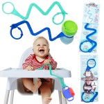 Brilli Baby Cup Catcher Patented Safety Tether Strap, Attach Sippy Cups, Bottles, Pacifiers & More to Stroller, High Chair, Car Seat, Made in USA, Food Grade, Dishwasher Safe (Aqua & Navy)