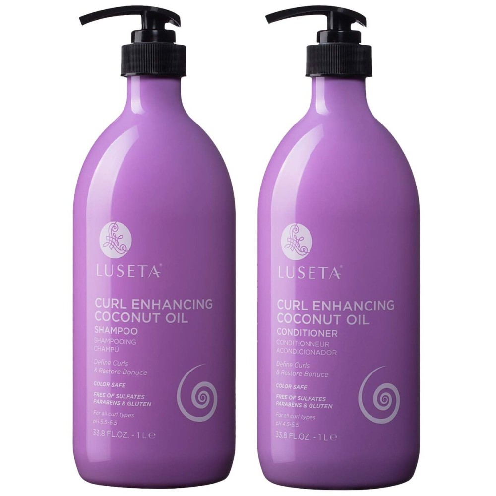 Luseta Curly Hair Shampoo and Conditioner Set - Define Curls and Restore Bounce with Coconut Oil for Waves and Curls, Intensely Moisturizing, Color Safe and Sulfate Free