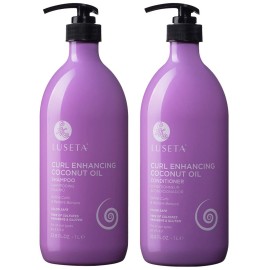Luseta Curly Hair Shampoo and Conditioner Set - Define Curls and Restore Bounce with Coconut Oil for Waves and Curls, Intensely Moisturizing, Color Safe and Sulfate Free