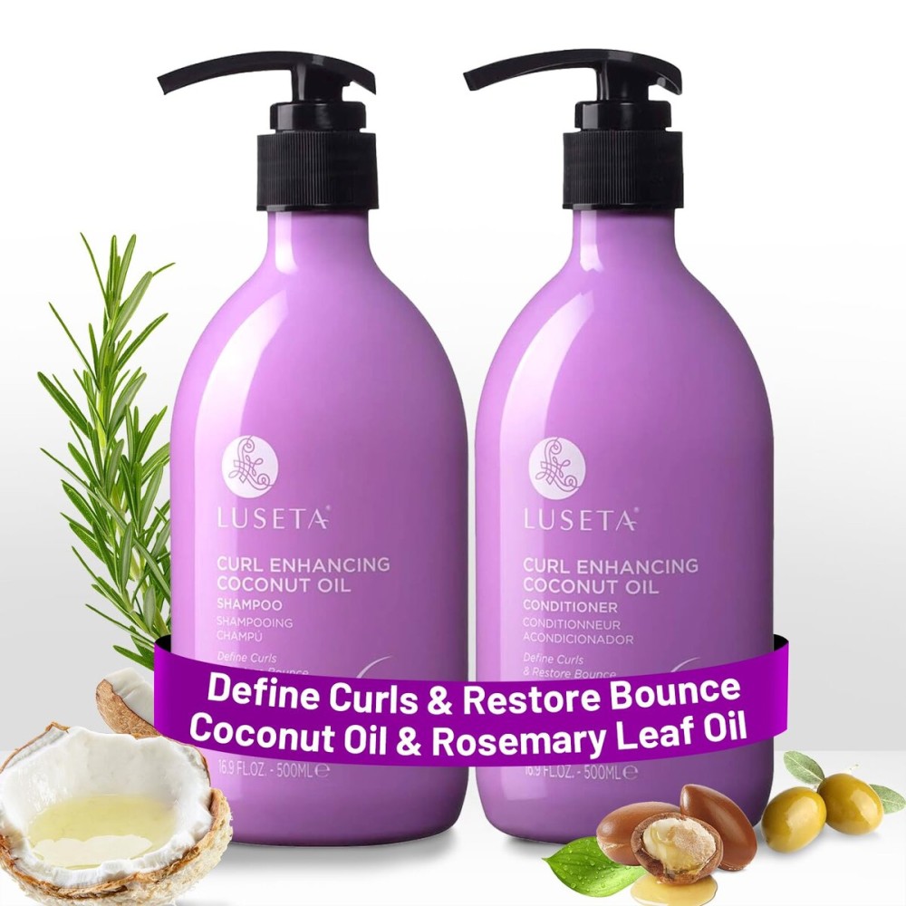 Luseta Curly Hair Shampoo & Conditioner Set with Coconut Oil, Unlimited Bounce and Definition for wavy and Coily hair, Reduce Frizz and Repair Dry Hair, for All Curl Types Sulfate Free 16.9Fl oz  2