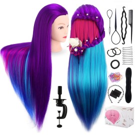 Mannequin Head with Hair, TopDirect 29 Training Head Hair Mannequin Manikin Head Cosmetology Doll Head Practice Styling Hairdressing Training Braiding Heads with Clamp Holder and Tool Set