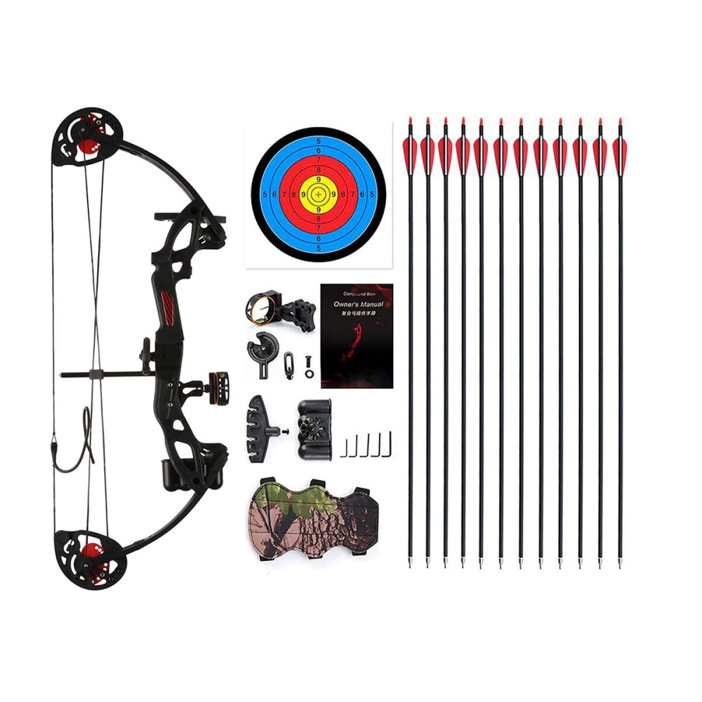 PANDARUS Compound Bow Archery for Youth and Beginner, Right Handed,19-28 Draw Length,15-29 Lbs Draw Weight, 260 fps (Black Right Handed)