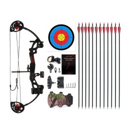 PANDARUS Compound Bow Archery for Youth and Beginner, Right Handed,19-28 Draw Length,15-29 Lbs Draw Weight, 260 fps (Black Right Handed)