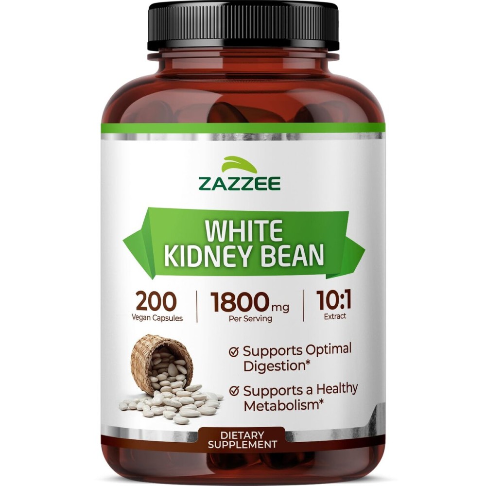 Zazzee White Kidney Bean 10:1 Extract, 1800 mg per Serving, 200 Vegan Capsules, Over 2 Month Supply, Standardized, Concentrated 10X Extract, 100% Vegetarian, All-Natural and Non-GMO, Made in The USA