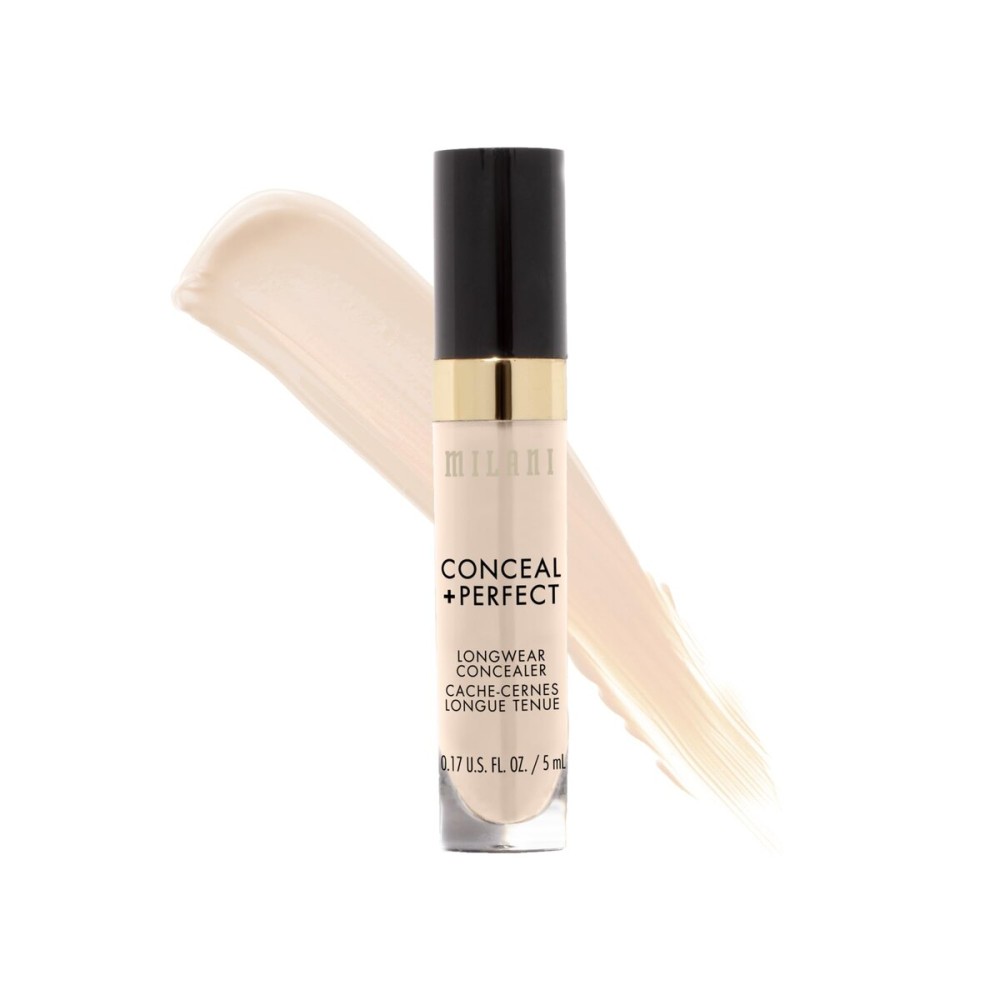 Milani Conceal + Perfect Longwear Concealer Full Coverage Infused with Hyaluronic Acid & Vitamin E, Cover Dark Circles, Blemishes & Skin Imperfections for Long-Lasting Wear - Pure Ivory