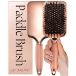 Lily England Paddle Hair Brush for Women with All Hair Types - Professional Hairbrush for Blow Drying, Detangling & Straightening - Smooth Brush with Gel Handle for Easy Grip, Rose Gold-Black