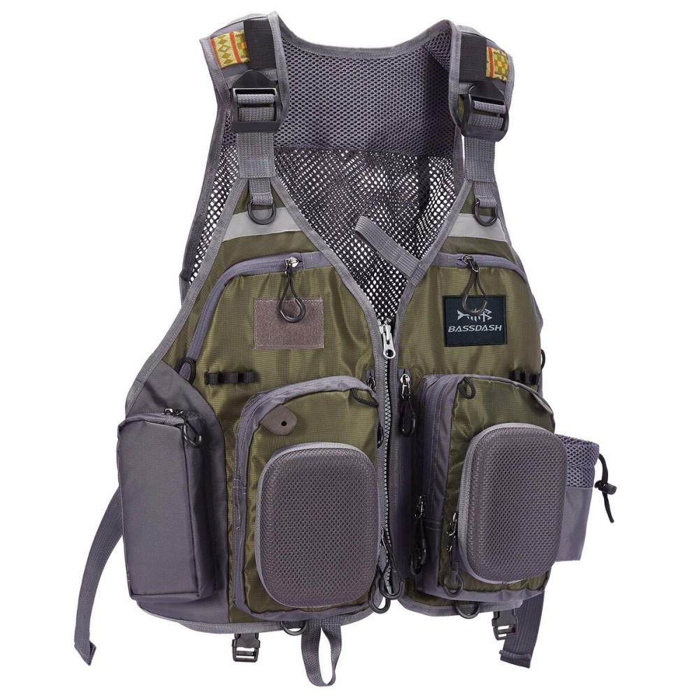 BASSDASH Strap Fishing Vest Adjustable for Men and Women, for Fly Bass Fishing and Outdoor Activities