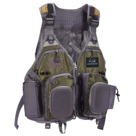 BASSDASH Strap Fishing Vest Adjustable for Men and Women, for Fly Bass Fishing and Outdoor Activities
