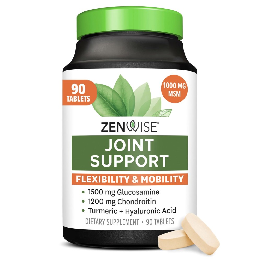 Zenwise Health Joint Support Supplement with Glucosamine Chondroitin MSM, Curcumin & Sulfate - Joint Health for Women & Men - Mobility & Flexibility Support for Knee, Cartilage & Bone - 90 Count