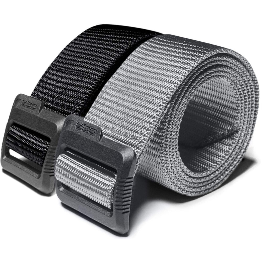 CQR Tactical Belt, Military Style Heavy Duty Belt, Webbing EDC Quick-Release Buckle, 2pack Flex Poly Black/Grey, Large