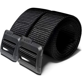 CQR Tactical Belt, Military Style Heavy Duty Belt, Webbing EDC Quick-Release Buckle, 2pack Flex Poly Black/Black, X-Large