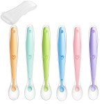 PandaEar Baby Silicone Soft Spoons| Training Feeding for Kids Toddlers Children and Infants| BPA Free 6 Pack| Baby Led Weaning Spoon| Gum-Friendly First Stage