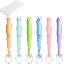 PandaEar Baby Silicone Soft Spoons| Training Feeding for Kids Toddlers Children and Infants| BPA Free 6 Pack| Baby Led Weaning Spoon| Gum-Friendly First Stage