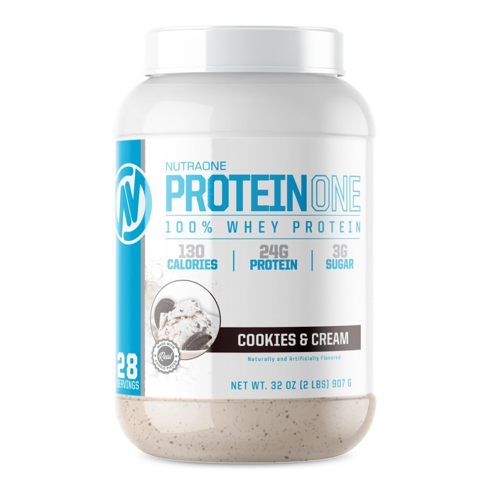 NutraOne ProteinOne Whey Protein Promote Recovery and Build Muscle with a Protein Shake Powder for Men & Women (Cookies & Cream, 2 LB)