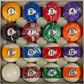 Collapsar Deluxe Billiard Pool Ball Marble-Swirl Style 2-1/4 Inch Regulation Size Complete 16 Pool Balls Billiard Set (Several Style Available) (White Marble with Black Circle)