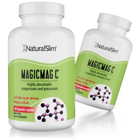 MagicMag C by NaturalSlim, Magnesium Citrate with Potassium for Muscle Relaxation, Sleep Quality, Nerve Function & Electrolyte Support, Daily Magnesium Supplement for Men and Women, 100 Capsules 2pk