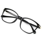 VisionGlobal Blue Light Blocking Glasses for Women/Men, Anti Eyestrain, Computer Reading, TV Glasses, Stylish Square Frame, Anti Glare(Black,+2.00 Magnification)