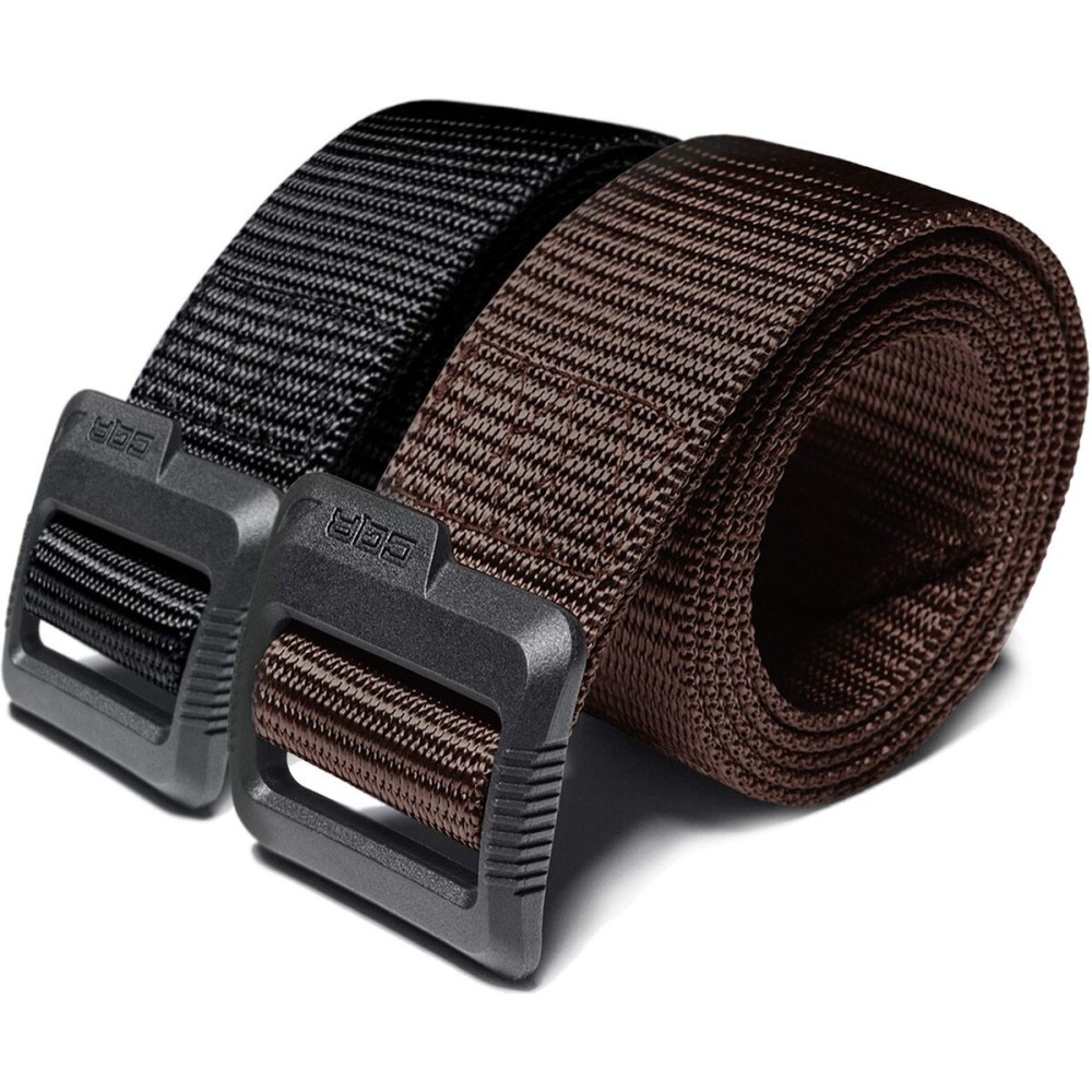 CQR Tactical Belt, Military Style Heavy Duty Belt, Webbing EDC Quick-Release Buckle, 2pack Flex Poly Black/Brown, XX-Large