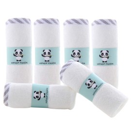 HIPHOP PANDA Baby Washcloths, Rayon Made from Bamboo - 2 Layer Ultra Soft Absorbent Newborn Bath Face Towel - Reusable Baby Wipes for Delicate Skin - Gray Stripe, 6 Pack