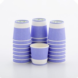 Restaurantware-4 Ounce Paper Coffee Cups, 25 Ripple Wall Disposable Paper Cups - Leakproof, Recyclable, Light Purple Paper Hot Cups, Insulated, Matching Lids Sold Separately