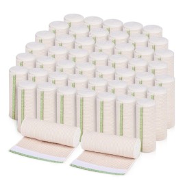 GT Premium Elastic Bandage Wrap (6 50 Pack) - Hook & Loop Fasteners at Both Ends - Latex Free Hypoallergenic Compression Roll - Reusable Bandages for Waist, Legs, Elbow & Knee Wrap