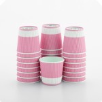 Restaurantware-4 Ounce Paper Coffee Cups, 25 Ripple Wall Disposable Paper Cups - Leakproof, Recyclable, Light Pink Paper Hot Cups, Insulated, Matching Lids Sold Separately