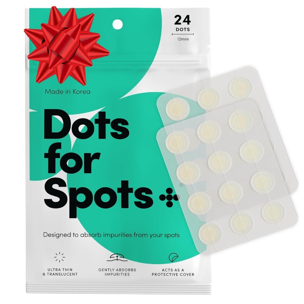 Dots for Spots Pimple Patches For Face - Stocking Stuffers - Fast Acting, Translucent Hydrocolloid Zit Patches that Unclog Pores Korean Skin Care - Vegan, Cruelty Free - (24 count)