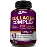 NutriFlair Multi Collagen Peptides 2250mg - Type I, II, III, V, X - Collagen Supplements Complex Powder Pills for Women and Men - Hydrolyzed Protein, Healthy Hair, Skin, Nails - Non-GMO (180 Capsules)