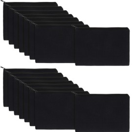 meekoo 16 Pack Canvas Blank Cosmetics Bags Plain Zipper Makeup Pouch Sublimation DIY Craft Multipurpose Toiletry Bag for Makeup Travel Cosmetic Stationary Storage(M,Black)