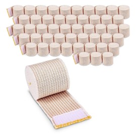 Premium Elastic Bandage Wrap (2 Wide, 50 Pack) - Nexskin Latex Free Athletic/Medical Compression Bandages Hook & Loop Fasteners at Both Ends - Lifetime Washable & Reusable Bandages