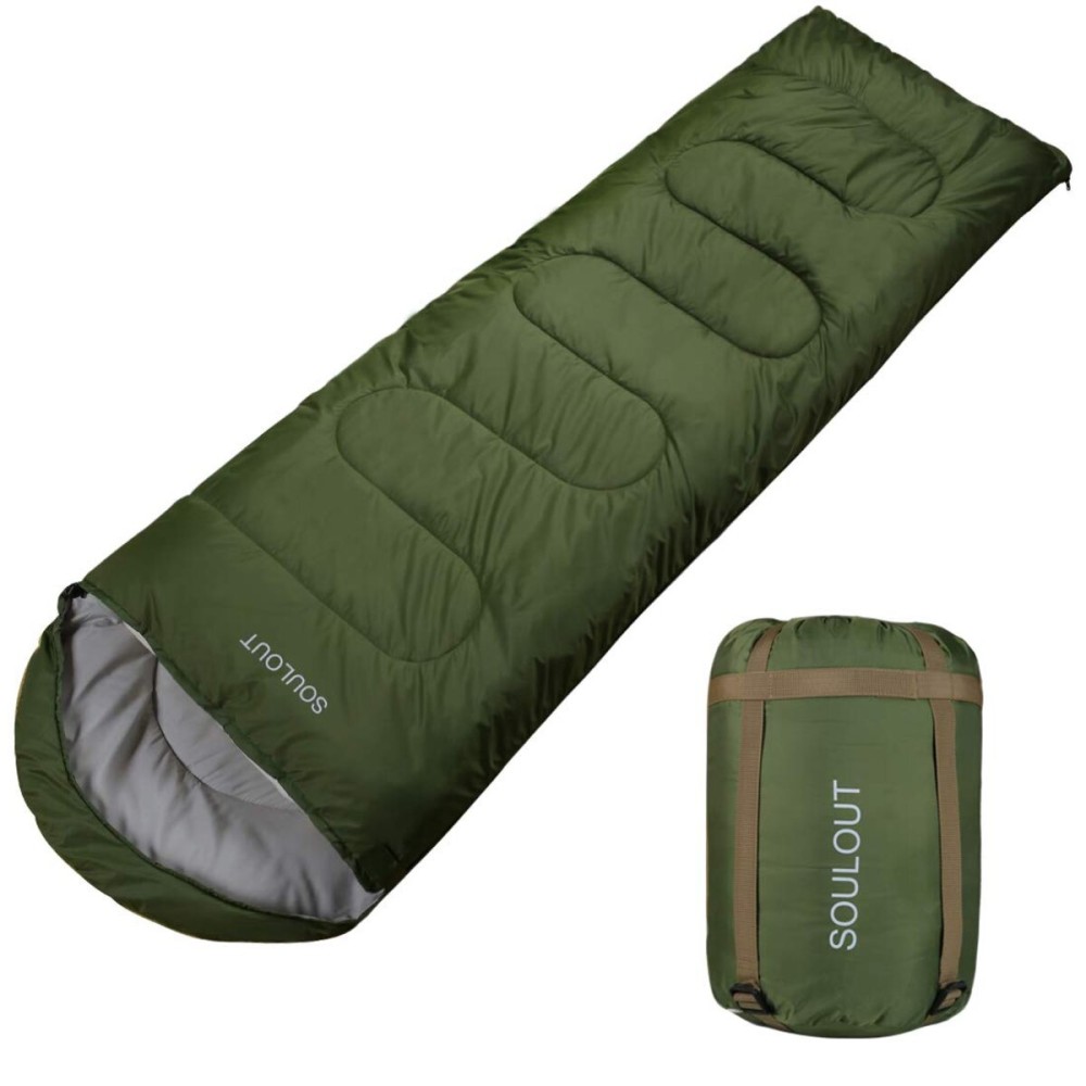 3-4 Season Sleeping Bag for Adults & Kids, Lightweight Warm Cold Weather Camping Bag with Waterproof Compression Sack - Portable for Hiking, Backpacking, Traveling & Outdoor Adventures (Army Green)