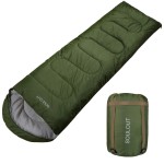 3-4 Season Sleeping Bag for Adults & Kids, Lightweight Warm Cold Weather Camping Bag with Waterproof Compression Sack - Portable for Hiking, Backpacking, Traveling & Outdoor Adventures (Army Green)