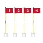 KINGTOP Miniature Golf Flagstick, Practice Putting Green Flags for Yard, Golf Pin Flag Hole Cup Set, Portable 2-Section Design, 3ft Flagpole, Indoor | Outdoor, Red Flag Numbered 1 2 3 4, 4-Pack