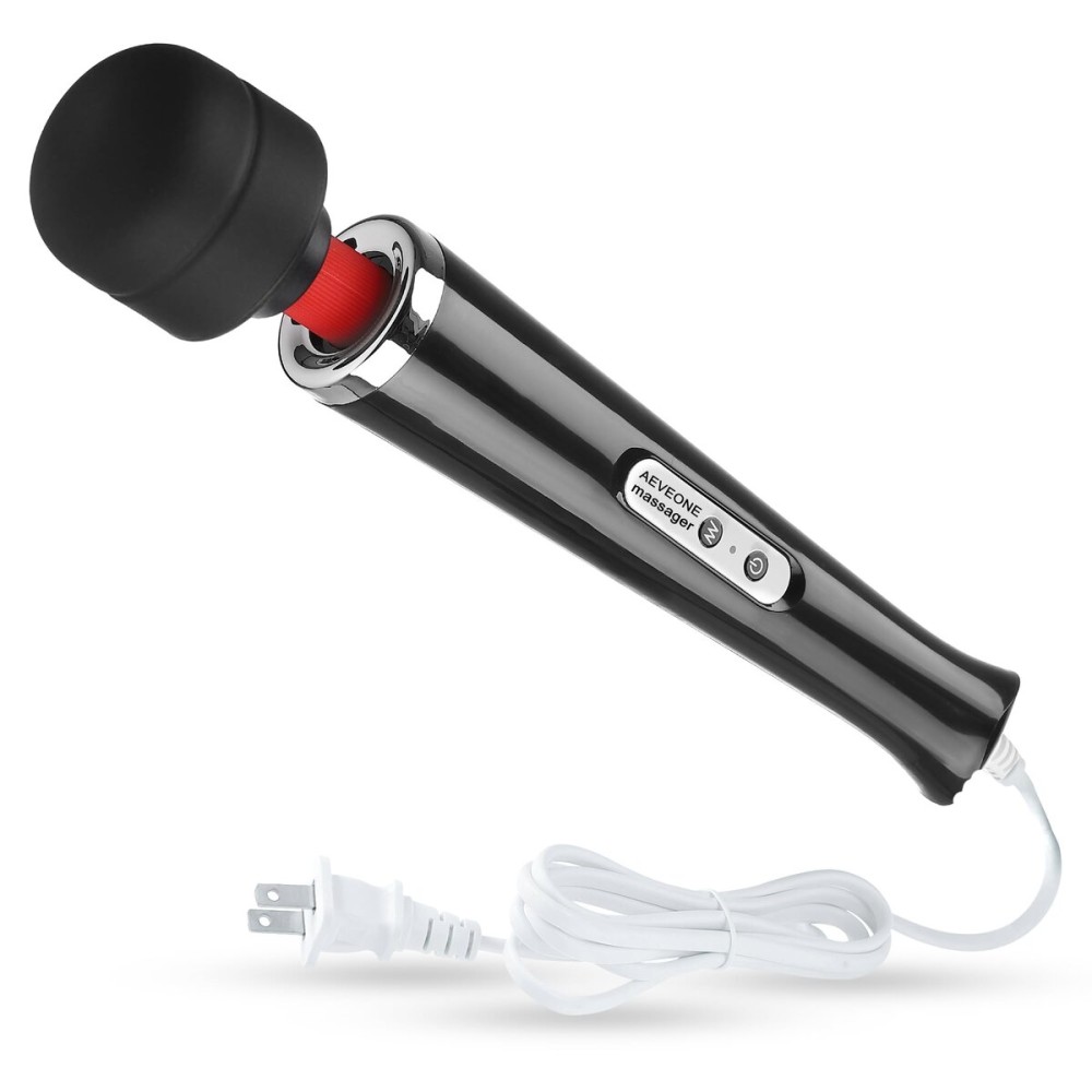 AEVEONE Wired Powerful Handheld Wand Massager, Strong Personal Vibration Massage for Sports Recovery, Back Muscle Aches, Whole Body Pain (Black)