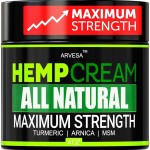 Natural Hemp Cream - Maximum Strength Gel - Hemp Cream with Arnica, MSM, Glucosamine, Menthol, Aloe, Turmeric, Boswellia - Fast Absorption, Non-Greasy - Advanced Formula - 4 oz