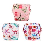 Babygoal Baby Girl and Boy Swim Diapers, Reusable Adjustable Washable One Size Fits 0-8M Baby Gifts and Swimming Lessons 3 Pack 3SD06