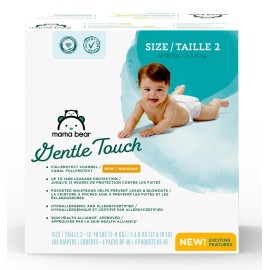 Amazon Brand - Mama Bear Gentle Touch Diapers, Size 2, 184 Count (4 packs of 46)