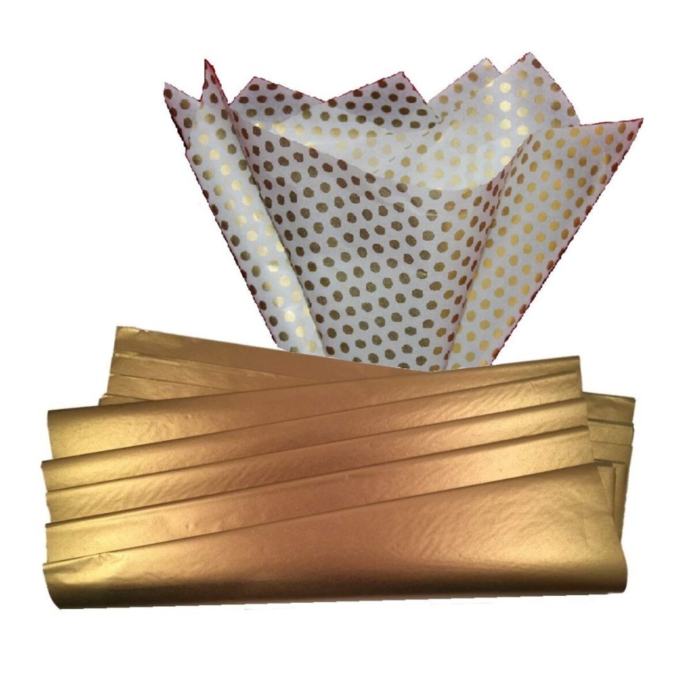 Ocean Tides 50 Sheets (14 x 20 Inches) Christmas Wrapping Paper - Gift Wrapping Tissue Paper Bulk for Crafts, Birthdays, & Holidays - Colored Tissue Papers for Gift Bags & Decorations, Gold Dots