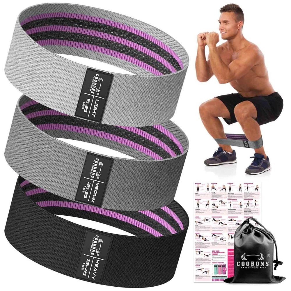 Fabric Resistance Bands for Working Out - Exercise Bands for Women and Men, Booty Bands for Legs and Glute, Yoga, Pilates, Rehab, Fitness and Home Workout