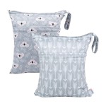 ALVABABY 2pcs Cloth Diaper Wet Dry Bags Waterproof Reusable with Two Zippered Pockets Travel Beach Pool Daycare Soiled Baby Items Yoga Gym Bag for Swimsuits or Wet Clothes L-YX3536