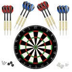 LinkVisions Sisal/Bristle Dartboard with Staple-Free Bullseye 17.8 x1.5 and 12 Steel Tip Darts 18g, Dartboard Mounting Kits Included