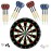 LinkVisions Sisal/Bristle Dartboard with Staple-Free Bullseye 17.8 x1.5 and 12 Steel Tip Darts 18g, Dartboard Mounting Kits Included