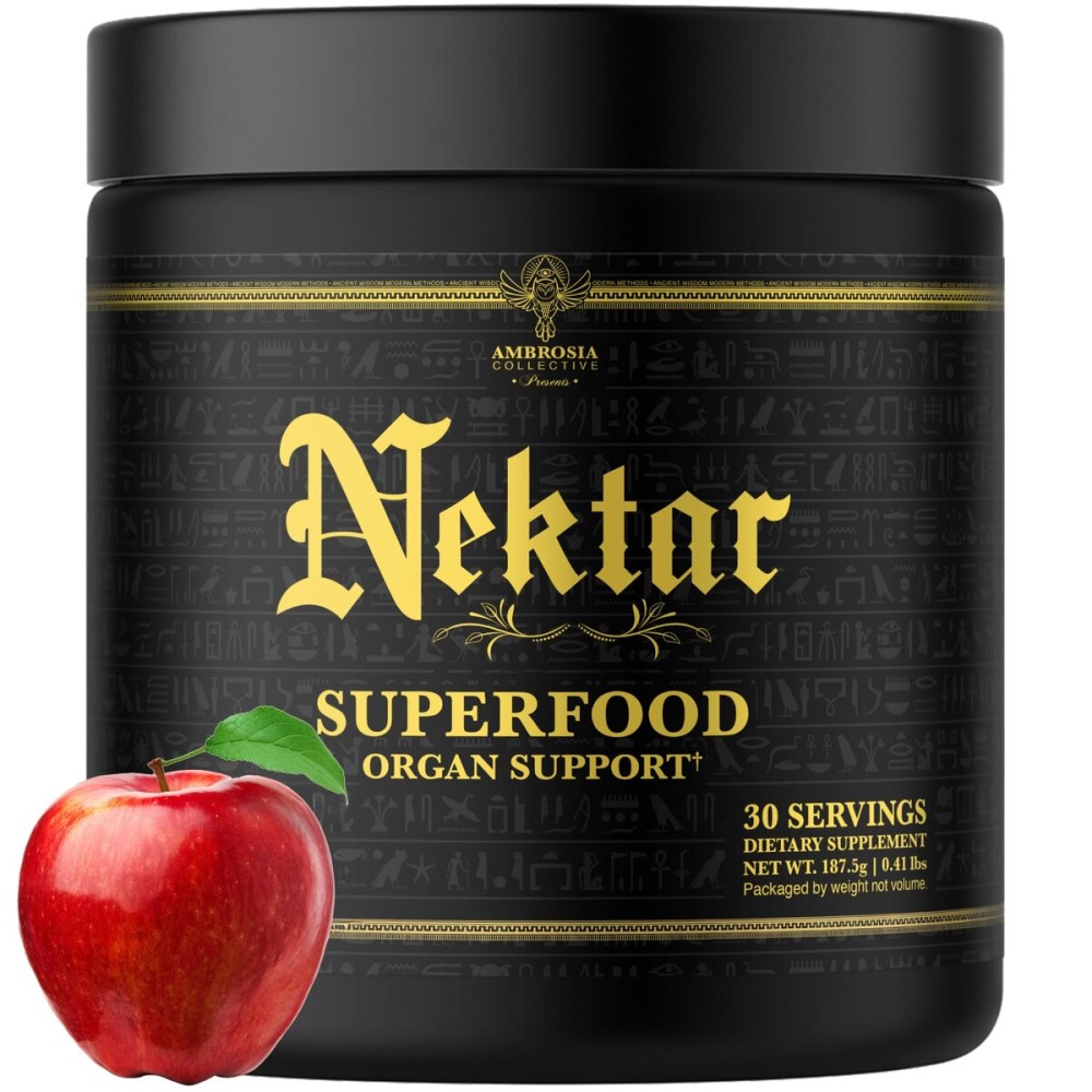 Ambrosia Nektar - Superfood Powder | Daily Organ Support Supplement | Greens Powder Alternative | 13 Superfoods for Energy, Digestion, Skin Health & Immune Support | 30 Servings | Apple Symphony