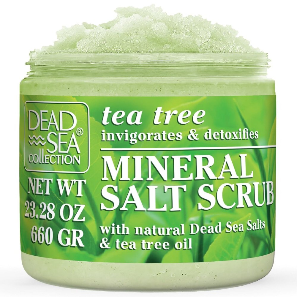 Dead Sea Collection Tea Tree Salt Scrub - Exfoliating Body Scrub for Women - Moisturizing and Nourishing Skin - with Pure Oils and Dead Sea Minerals (23.28 Oz)