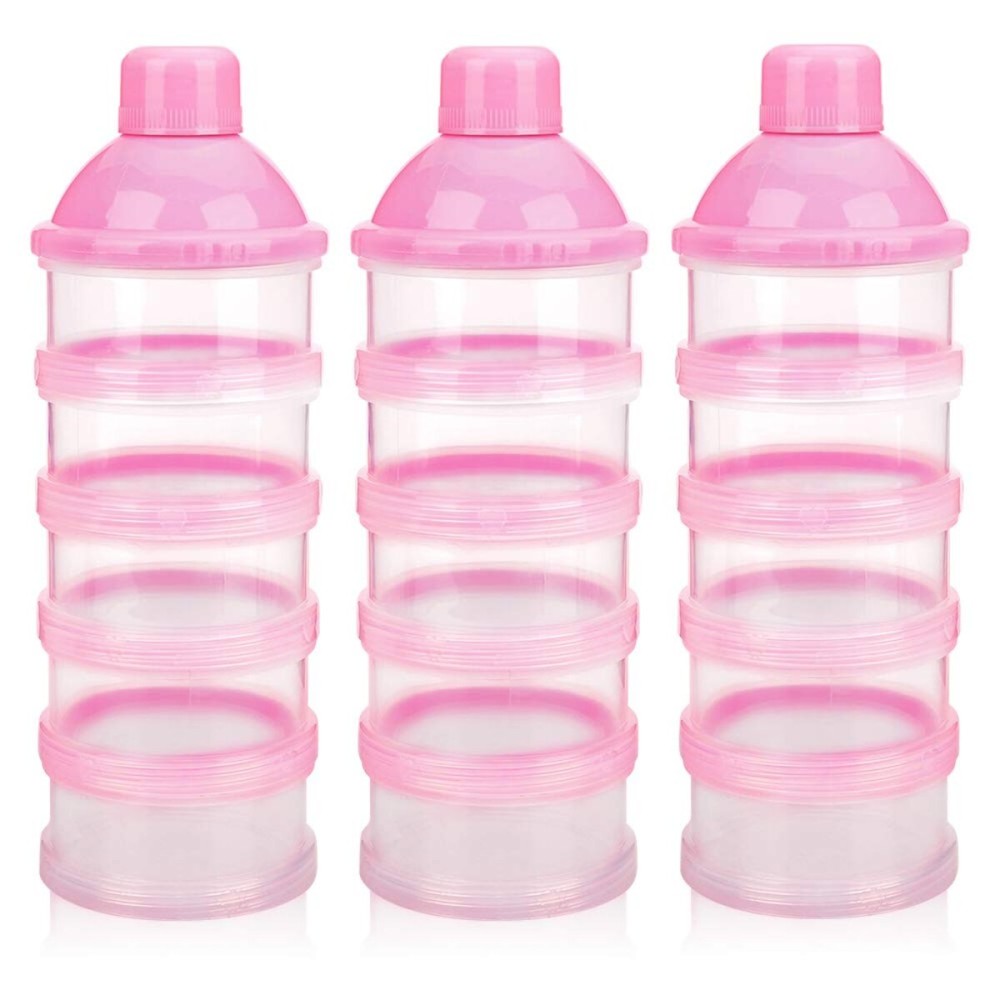 Accmor Formula Dispenser On The Go, 5 Compartments Stackable Formula Container for Travel, Baby Milk Powder Kids Snack Container, BPA Free