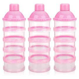 Accmor Formula Dispenser On The Go, 5 Compartments Stackable Formula Container for Travel, Baby Milk Powder Kids Snack Container, BPA Free