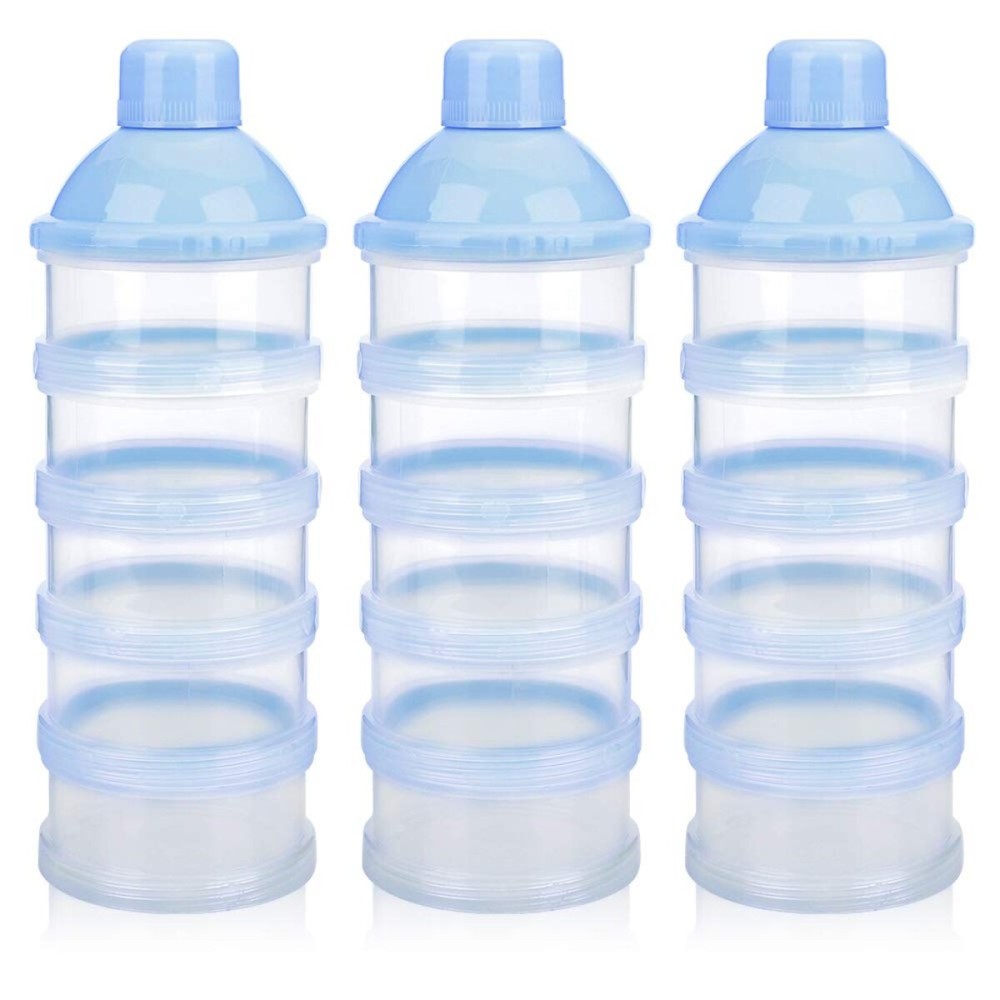 Accmor Formula Dispenser On The Go, 5 Compartments Stackable Formula Container for Travel, Baby Milk Powder Kids Snack Container, BPA Free